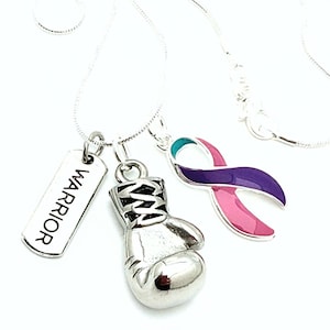 Thyroid Cancer Necklace - Thyroidectomy, Hypothyroidism, Hyperthyroidism, Surgery - Boxing Glove Necklace / Fight Like a Woman - Survivor