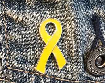 Gelbe Schleife / Hutnadel / Revers-Hutnadel / Obsidian Survivor /Endometriose / Sarkom / Spina Bifida / Militär