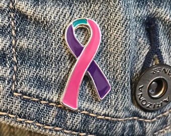 Thyroid Cancer Ribbon Pin - Awareness, Survivor Gift - Lapel Pin, Wedding Accessory, Awareness Dinner