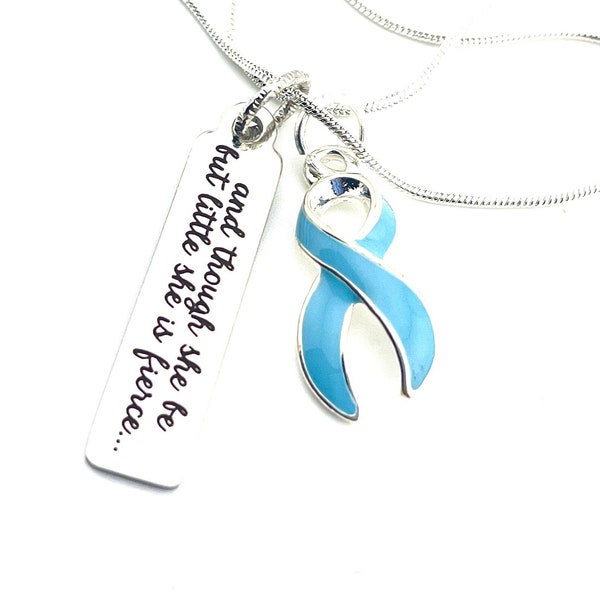Light Blue Ribbon Charm Jewelry - Lymphedema, Scleroderma Awareness, Thyroid Disease, Chronic Illness, DiGeorge Syndrome - Fierce Necklace