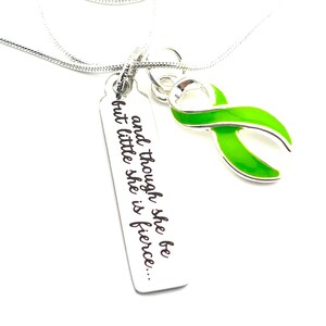 Muscular Dystrophy, Gastroschisis, Lyme Disease, Non-Hodgkin’s Lymphoma, Spinal Cord Injuries Necklace - Lime Ribbon - She is Fierce Jewelry