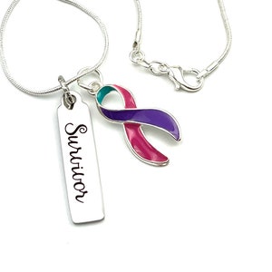 Thyroid Cancer Awareness Necklace - Survivor Necklace - Thyroidectomy, Hypothyroidism, Hyperthyroidism, Survivor Gift