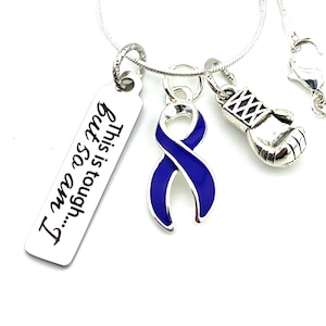Violet Purple Ribbon Necklace / Hodgkins Hodgkin&#39;s Lymphoma Cancer Survivor - This is Tough, But So Am I