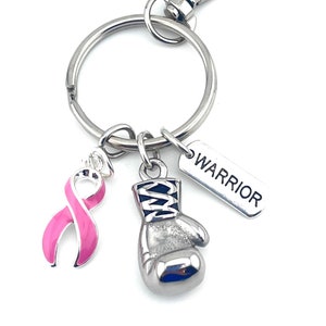 Pink Ribbon Boxing Glove Keychain – Triple Negative Breast Cancer, Inflammatory Breast Cancer, Triple Negative Cancer