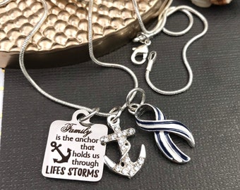 ALS Awareness Jewelry - Family is the Anchor - Lou Gerhig's Disease Awareness