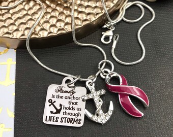 Pick Your Ribbon / Family is the Anchor / Cancer or Chronic Illness Survivor - Awareness Necklace