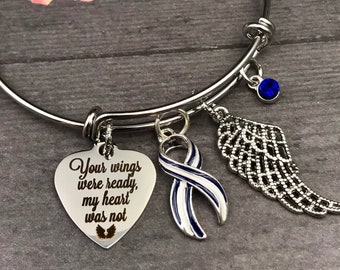 ALS Awareness Bracelet - Your Wings Were Ready, My Heart was Not Charm Bracelet