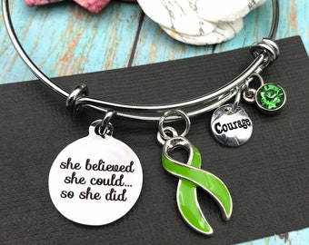 She Believed She Could So She Did / Charm Bracelet - Lime Ribbon