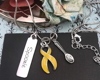 Pick Any Ribbon Color - Spoonie Necklace / Chronic Invisible Illness Awareness Gift