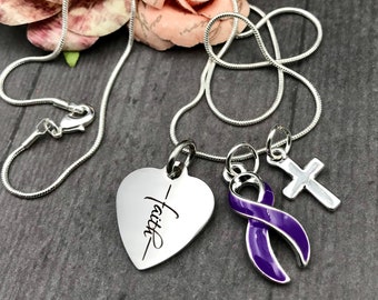 Pick Your Ribbon / Faith Necklace / Cancer Warrior, Chronic Illness, Invisible Illness, Rare Disease, Cancer Survivor Spoonie / Gift