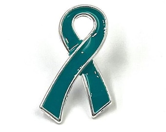 Teal Ribbon / Lapel Hat Pin / Ovarian Cancer Survivor / Myasthenia Gravis, Trigeminal Neuralgia, Polycystic Kidney Disease PKD PCOS
