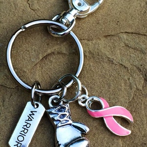 Pink Ribbon Boxing Glove Keychain Fight Like a Girl Triple - Etsy