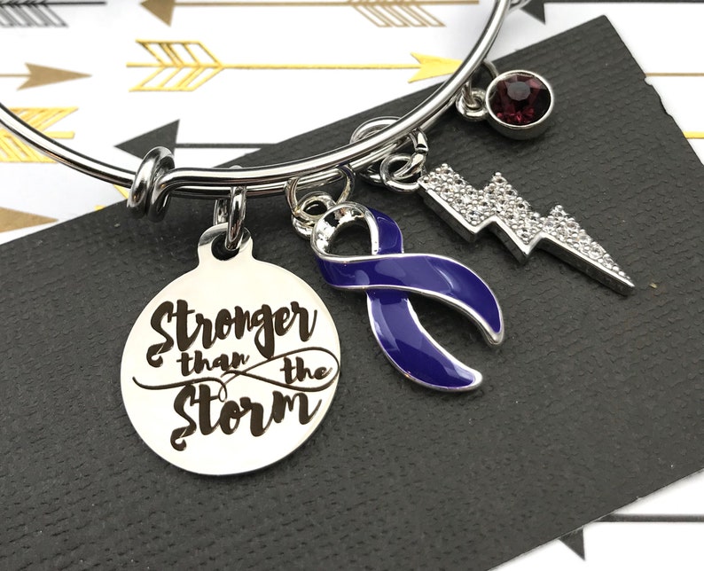 Violet Purple Ribbon Charm Bracelet Stronger Storm Hodgkin/'s Lymphoma Survivor Awareness Bracelet Cancer Survivor