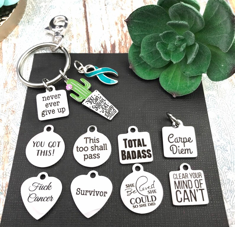 Brain Cancer Survivor Gray Grey Ribbon Cactus Type 1 or 2 Diabetes Awareness Gift Aphasia Brain Tumor Asthma Survivor Keychain