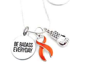 Collar de lazo naranja / Sé rudo todos los días - Regalo para concientizar sobre la leucemia, la esclerosis múltiple y el cáncer de riñón