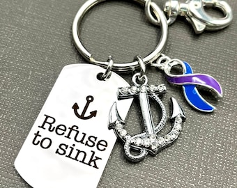 Refuse to Sink / Encouragement Keychain - Rheumatoid Arthritis Awareness Gift / RA Warrior Key Chain - Chronic Invisible Illness Spoonie