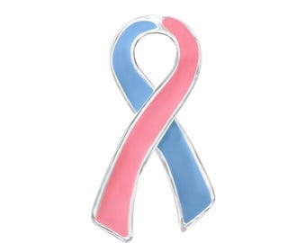 Light Blue and Pink Ribbon Pin / Baby Loss Awareness, Miscarriage / Male Breast Cancer Survivor / Infertility /  Lapel Pin