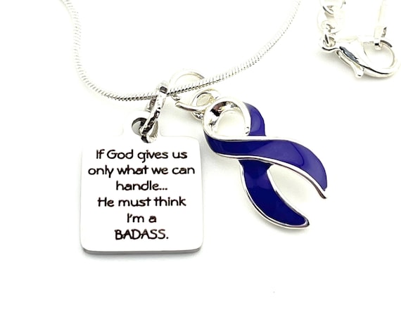 Blue Awareness Ribbon Necklace - Boxing Glove Charm, Colon Cancer Support Gift, Adjustable Copper Chain - View #3