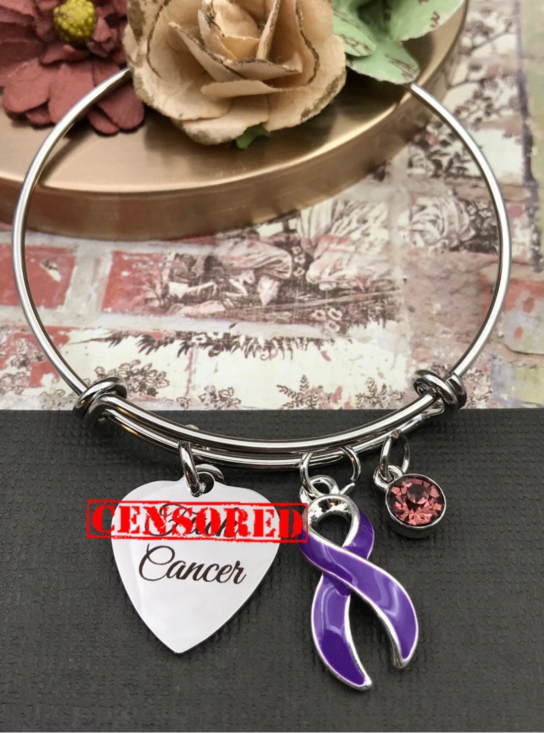 F*** Cancer - Purple Ribbon Bracelet - Pancreatic Cancer Awareness ...