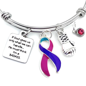 Kies ELKE LINTkleur - als God ons alleen geeft wat we aankunnen... Hij moet denken dat ik een badass ben - Awareness / Survivor-bedelarmband