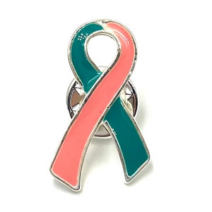 Pink and Teal Ribbon / Lapel Hat Pin / BRCA, BRCA1, BRCA2 / Previvor Cancer Survivor / Awareness - Wedding Accessory
