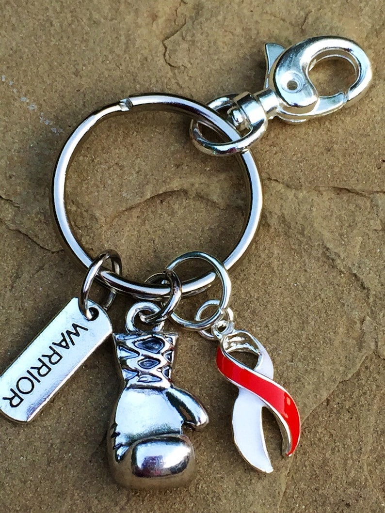Boxing Glove Keychain Warrior / Red and White Ribbon Etsy