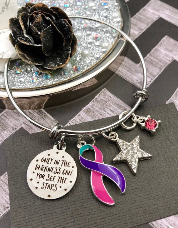 Amazon.com: Thyroid Cancer Warrior: Thyroid Cancer Awareness Ribbon Bangle  Bracelet : Productos Handmade