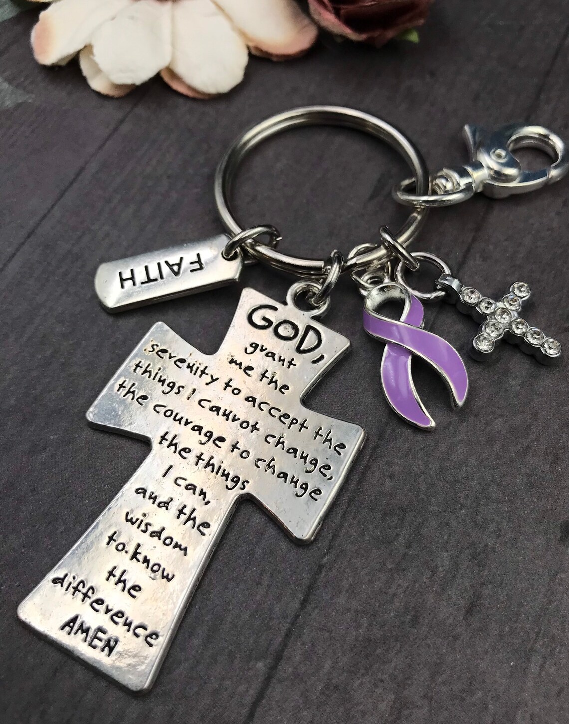 Serenity Prayer Keychain / Light Purple Ribbon / Epilepsy Awareness ...