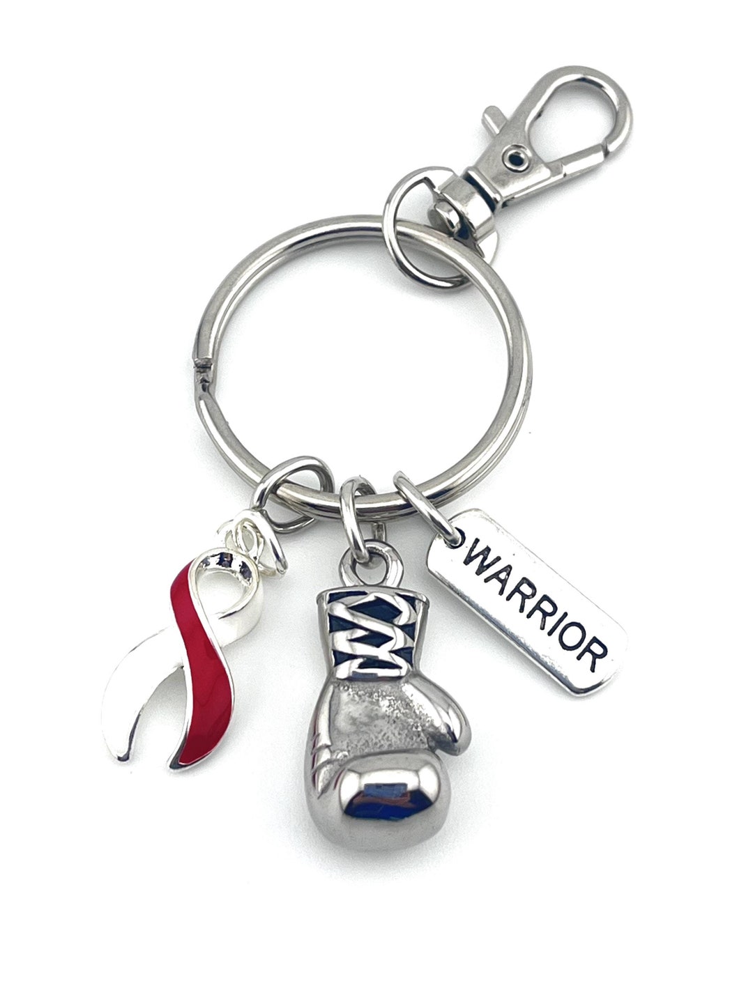 Boxing Glove Keychain - Warrior / Red and White Ribbon - Aplastic ...