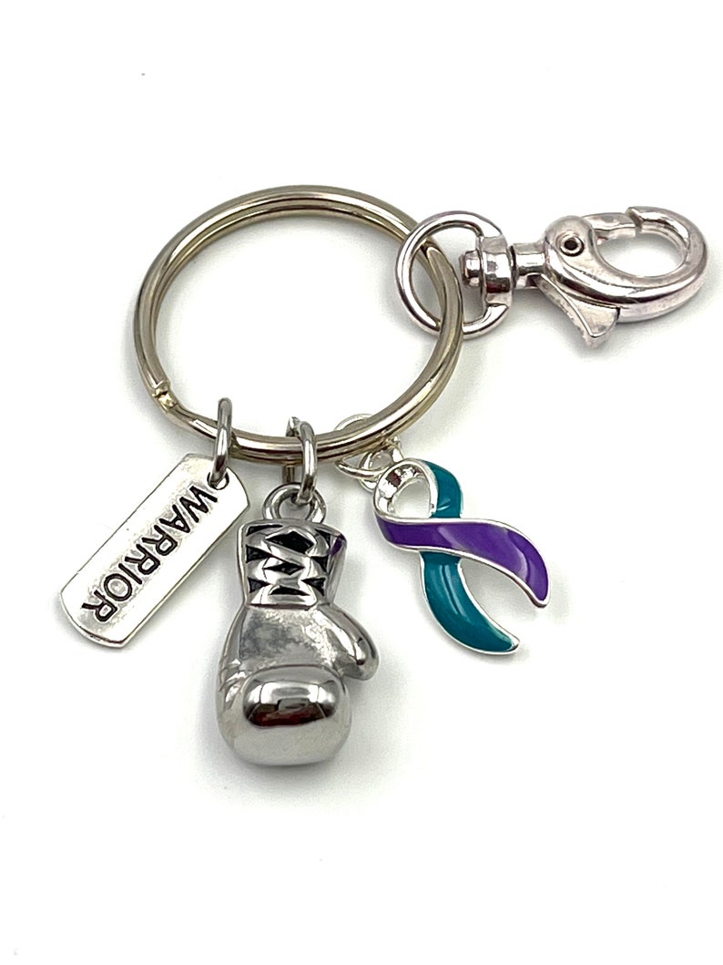 Pick Your Ribbon Boxing Glove Fighter Keychain / Cancer Survivor Awareness Gift / Spoonie / Chronic Illness Fight Like a Girl image 4