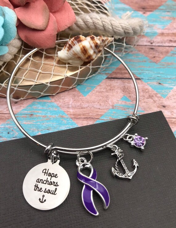 Purple ribbon bracelet shop