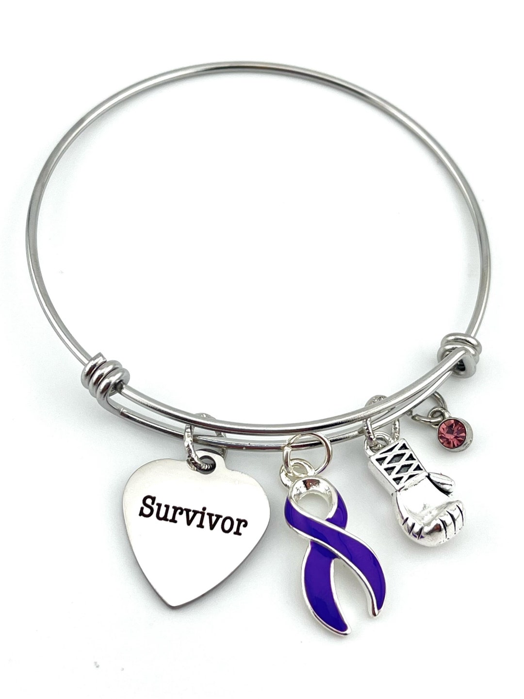 Purple Ribbon Survivor Charm Bracelet - Pancreatic Cancer Survivor ...