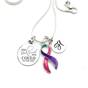 Thyroid Cancer Survivor Gift, Chemo, Thyroidectomy, Hypothyroidism, Hyperthyroidism, Radition - She Believed She Could so She Did Necklace