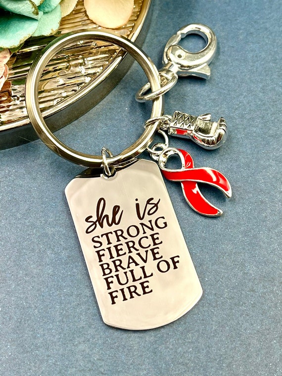 Red Ribbon Keychain / Encouragement Gift / HIV Aids Awareness - Etsy