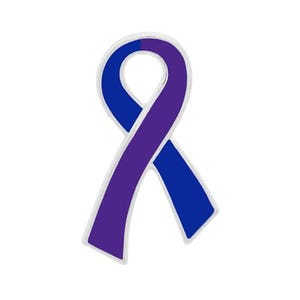 Blue and Purple Ribbon / Lapel Hat Pin / Rheumatoid Arthritis Awareness / Chronic Pain / Spoonie