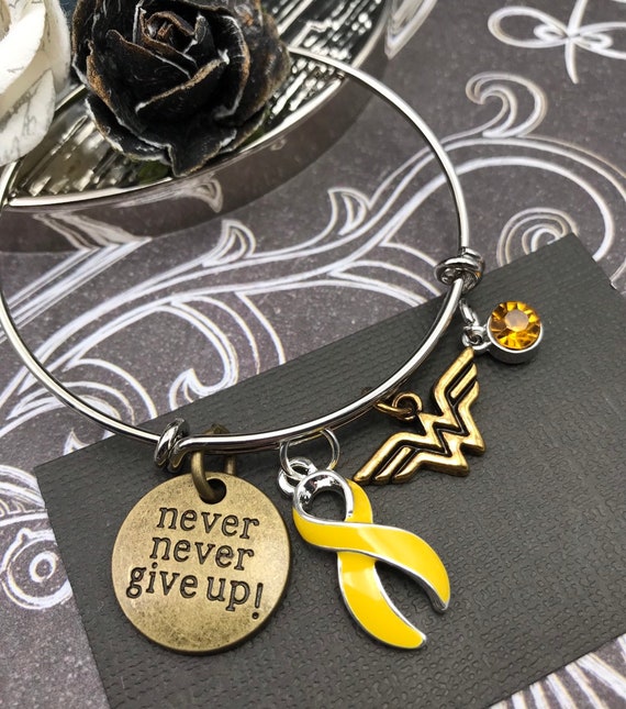 Yellow Ribbon Hero Charm Bracelet Endometriosis Ewing Sarcoma
