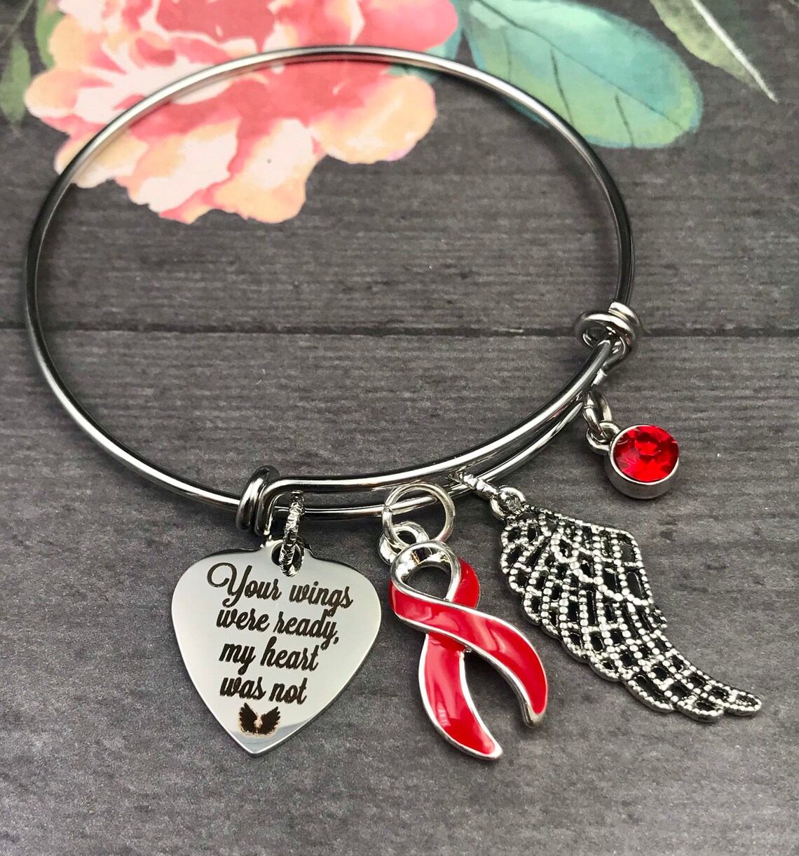 Red Ribbon Sympathy Bracelet Aids HIV Awareness Aplastic - Etsy