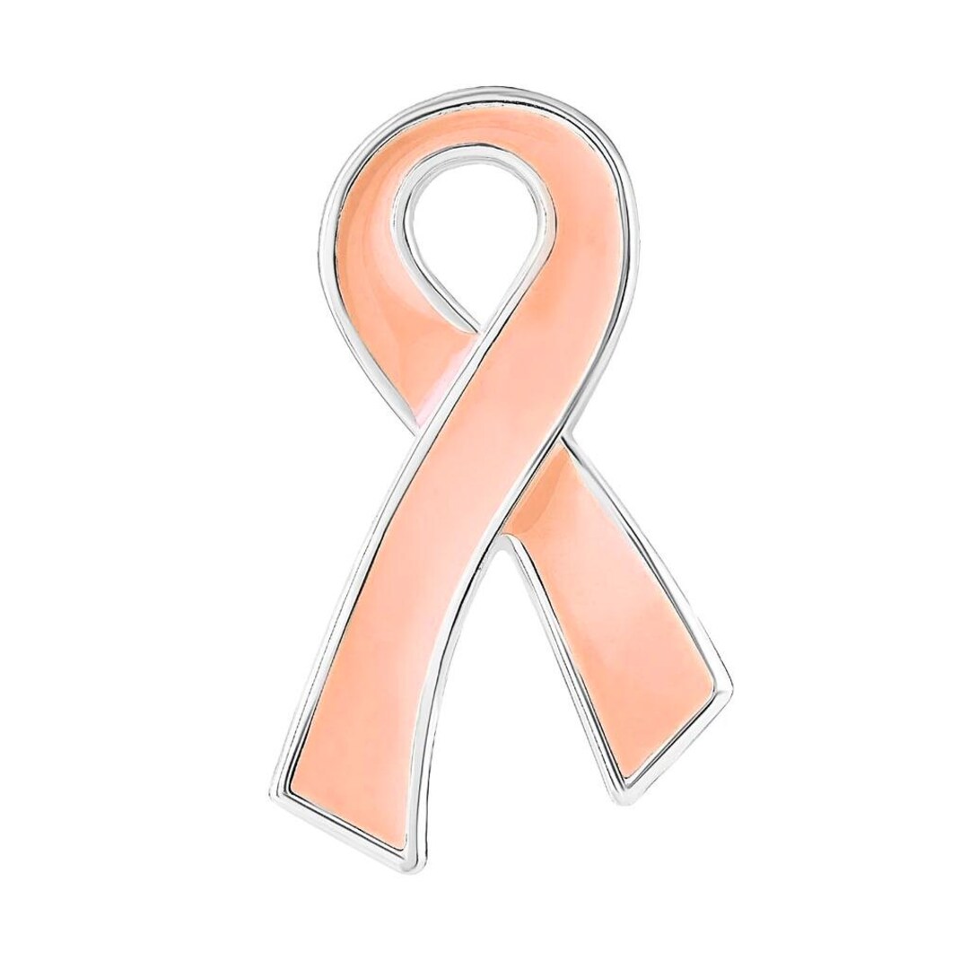 Peach Ribbon Awareness Pin – Endometrial Cancer, Uterine Cancer ...
