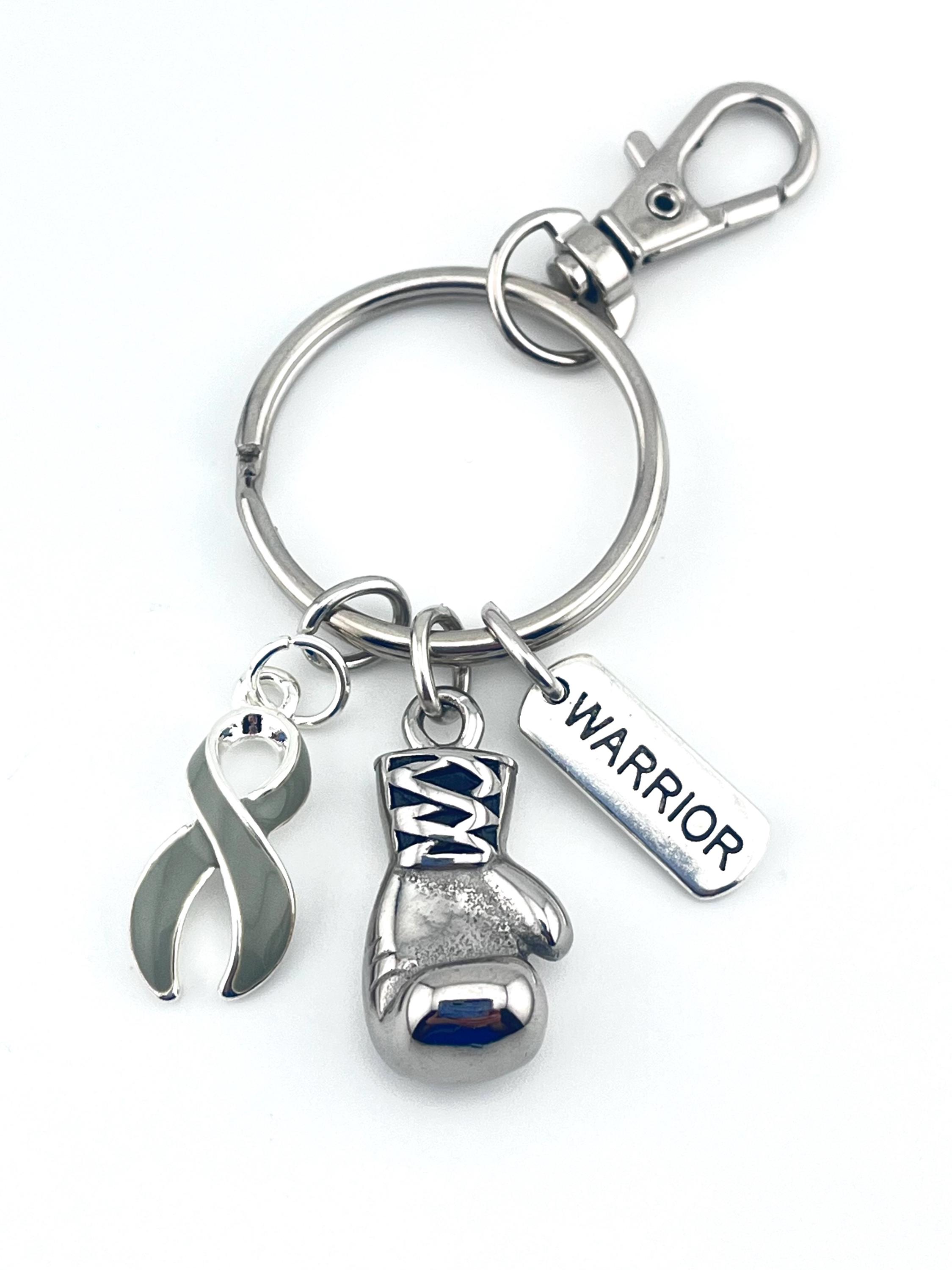 Gray Grey Ribbon Boxing Glove, Warrior Keychain - Aphasia, Asthma ...