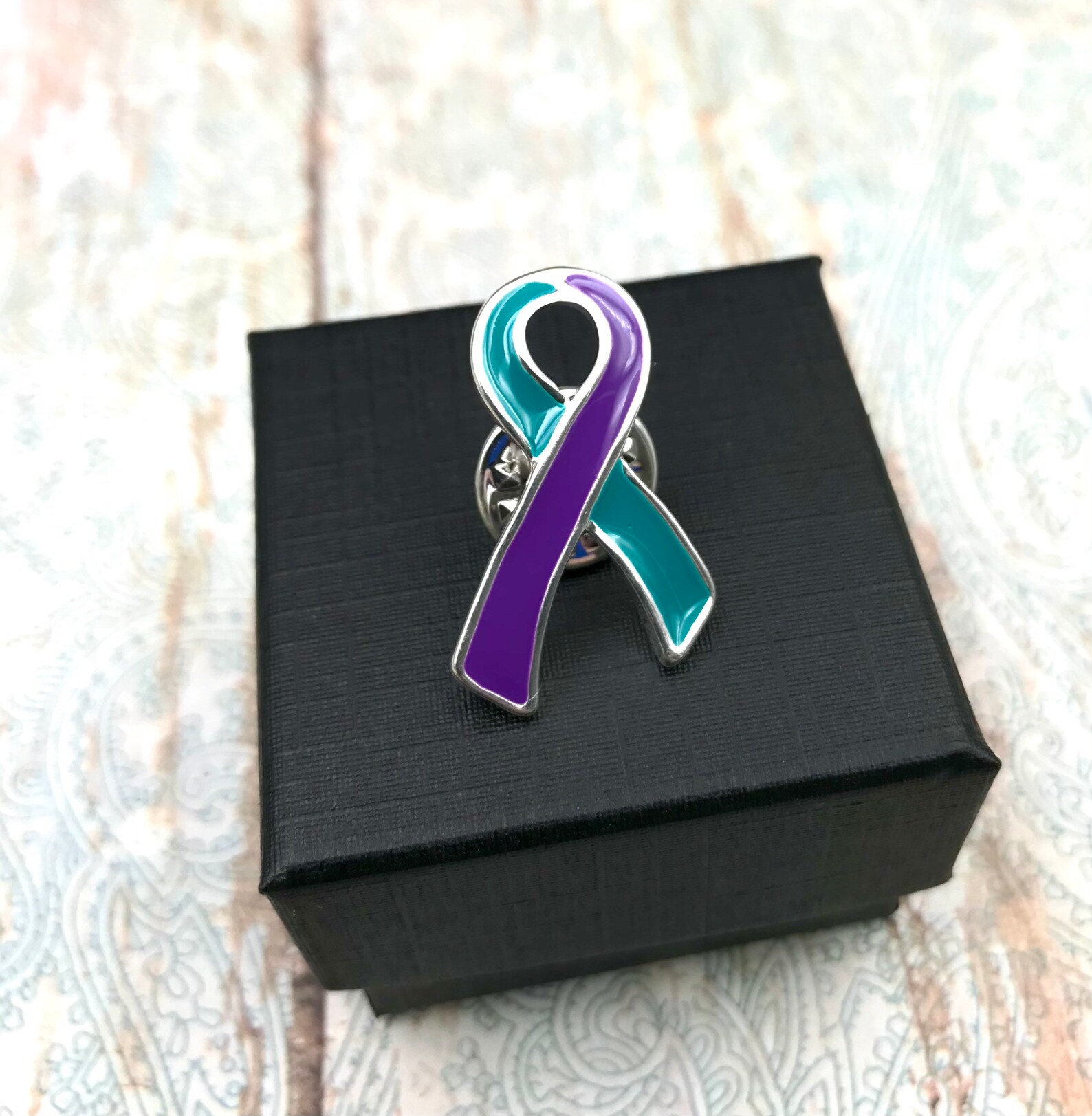 Teal and Purple Ribbon / Lapel Hat Pin / Suicide Prevention | Etsy
