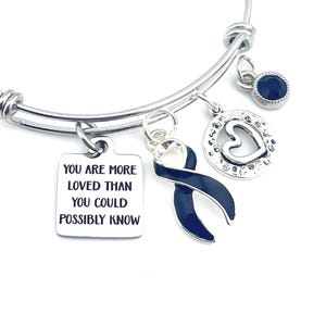 Melanoma, Skin Cancer Awareness Charm Bracelet, Narcolepsy - Black Ribbon Gift - Your Are More Loved than You Know