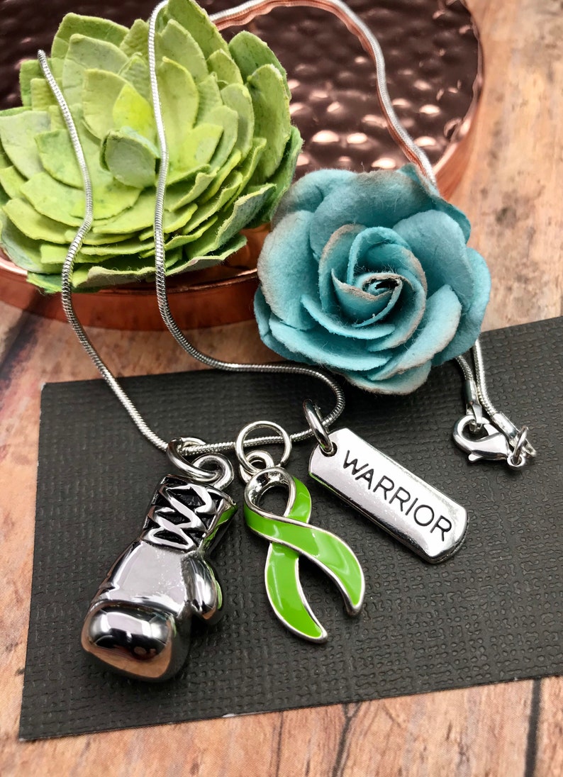 Lime Ribbon Boxing Glove Necklace Muscular Dystrophy Etsy