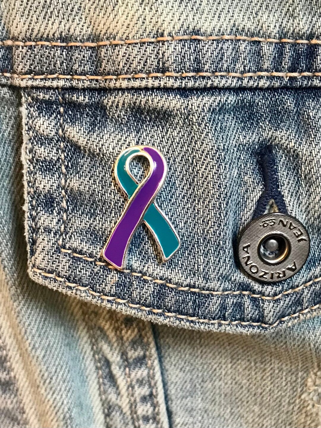Teal and Purple Ribbon / Lapel Hat Pin / Suicide Prevention Awareness ...