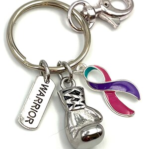 Pick Your Ribbon Boxing Glove Fighter Keychain / Cancer Survivor Awareness Gift / Spoonie / Chronic Illness Fight Like a Girl image 3