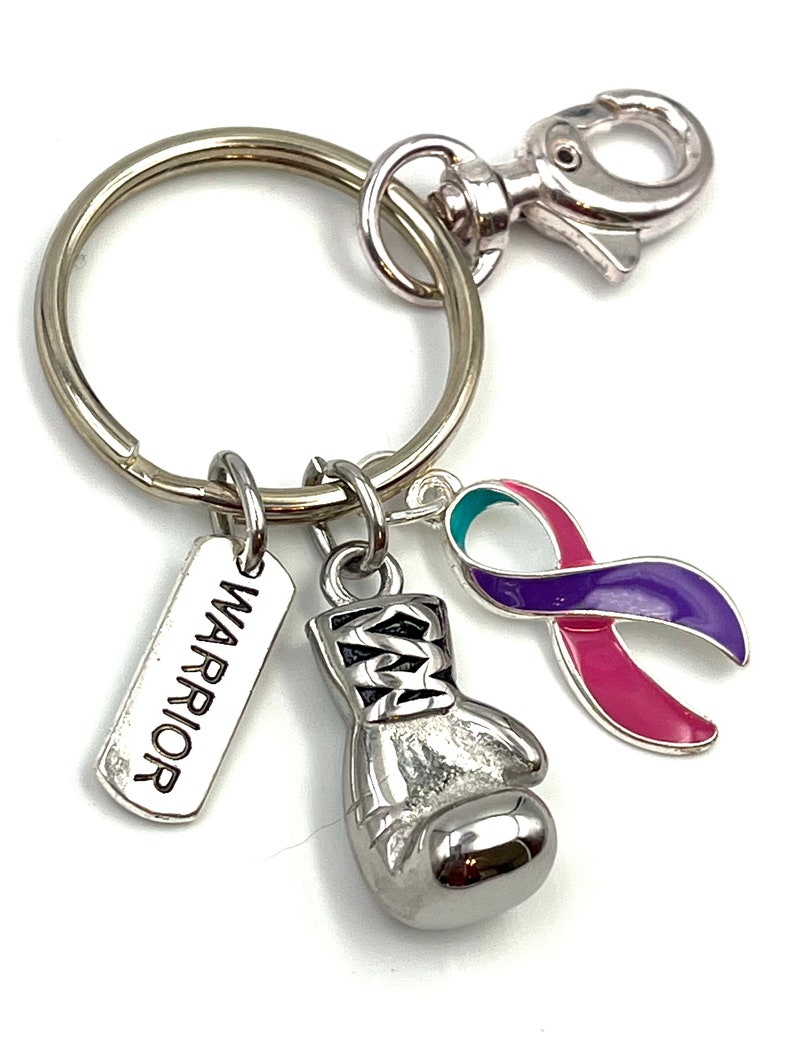 Pick Your Ribbon Boxing Glove Fighter Keychain / Cancer Survivor Awareness Gift / Spoonie / Chronic Illness Fight Like a Girl image 3