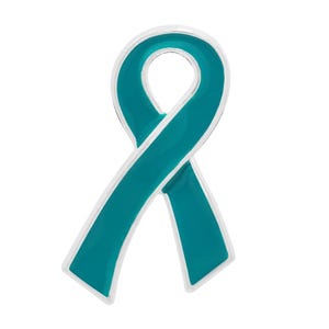 Teal Ribbon / Lapel Hat Pin / Ovarian Cancer Survivor / Myasthenia Gravis, Trigeminal Neuralgia, Polycystic Kidney Disease PKD PCOS