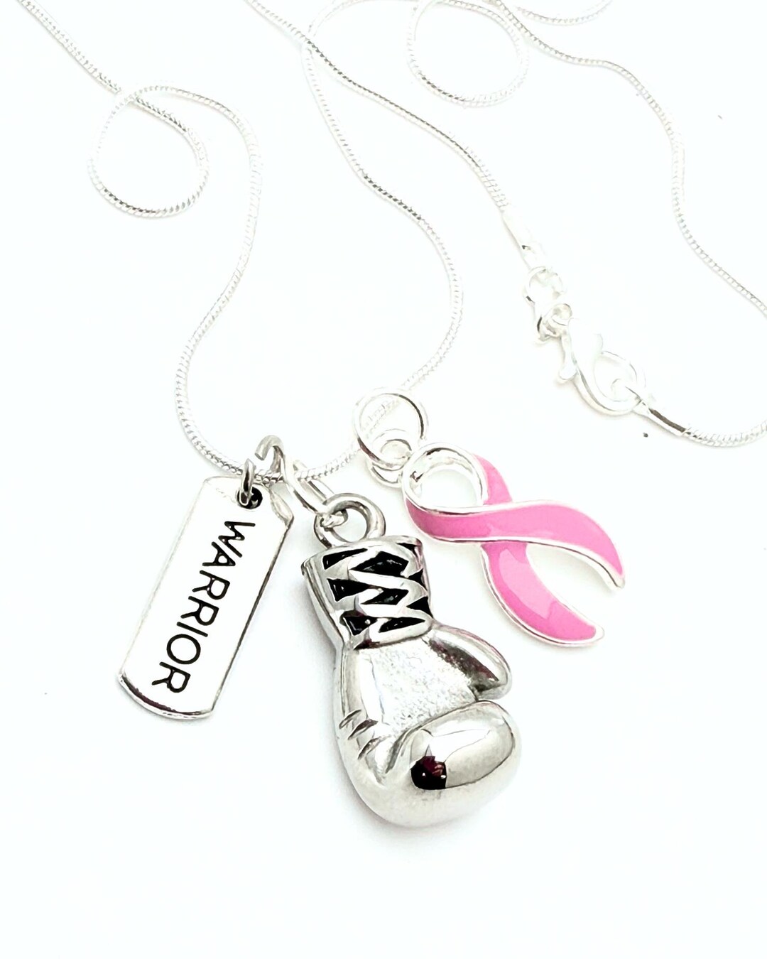 Breast Cancer Survivor / Pink Ribbon Boxing Glove Necklace - TNBC, TPBC ...