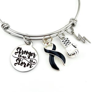 Pick ANY RIBBON Color - Stronger than the Storm / Lightning Survivor Awareness Charm Bracelet