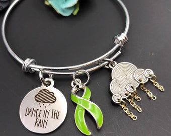 Lyme-Borreliose, Non-Hodgkin es Lymphoma, Sandhoff, Muskeldystrophie, Gastroschisis Awareness Armband-Lime Ribbon-Dance in the Rain Charm