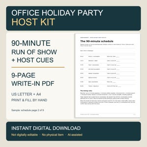Gastgeberpaket für die Weihnachtsfeier im Büro | 90-minütiges Programm & Moderationshinweise | Ausfüllbares PDF